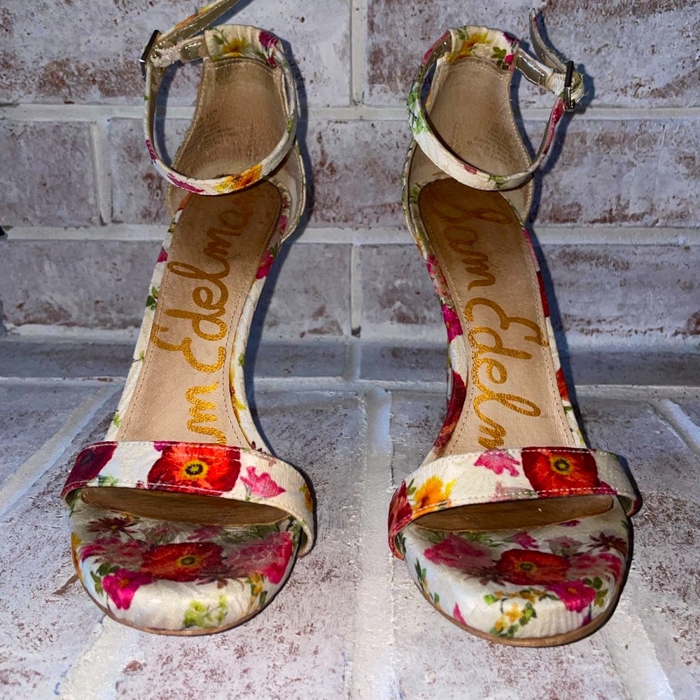 Sam Edelman Red and Pink Heels with Ankle Strap